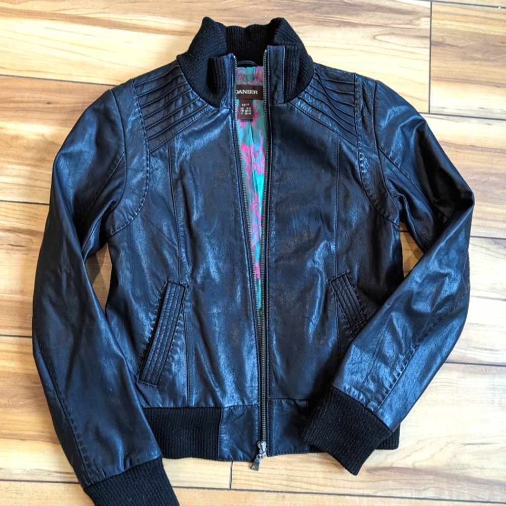 Genuine Danier Leather Bomber Moto Jacket [XS]
